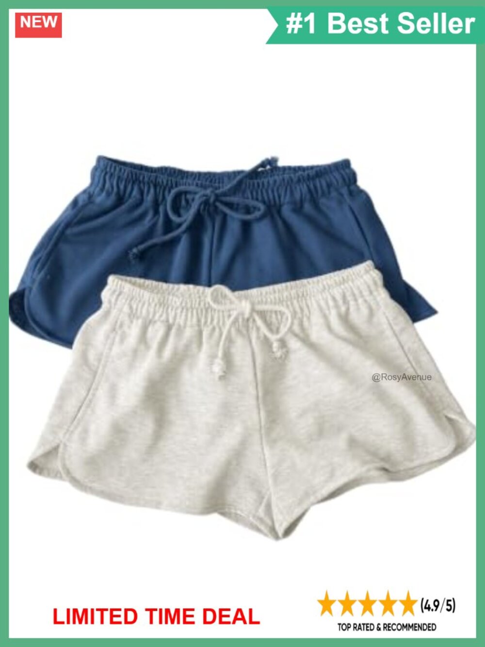 Women's Drawstring Waist Sweat Shorts Low Rise Lounge 2 Pack